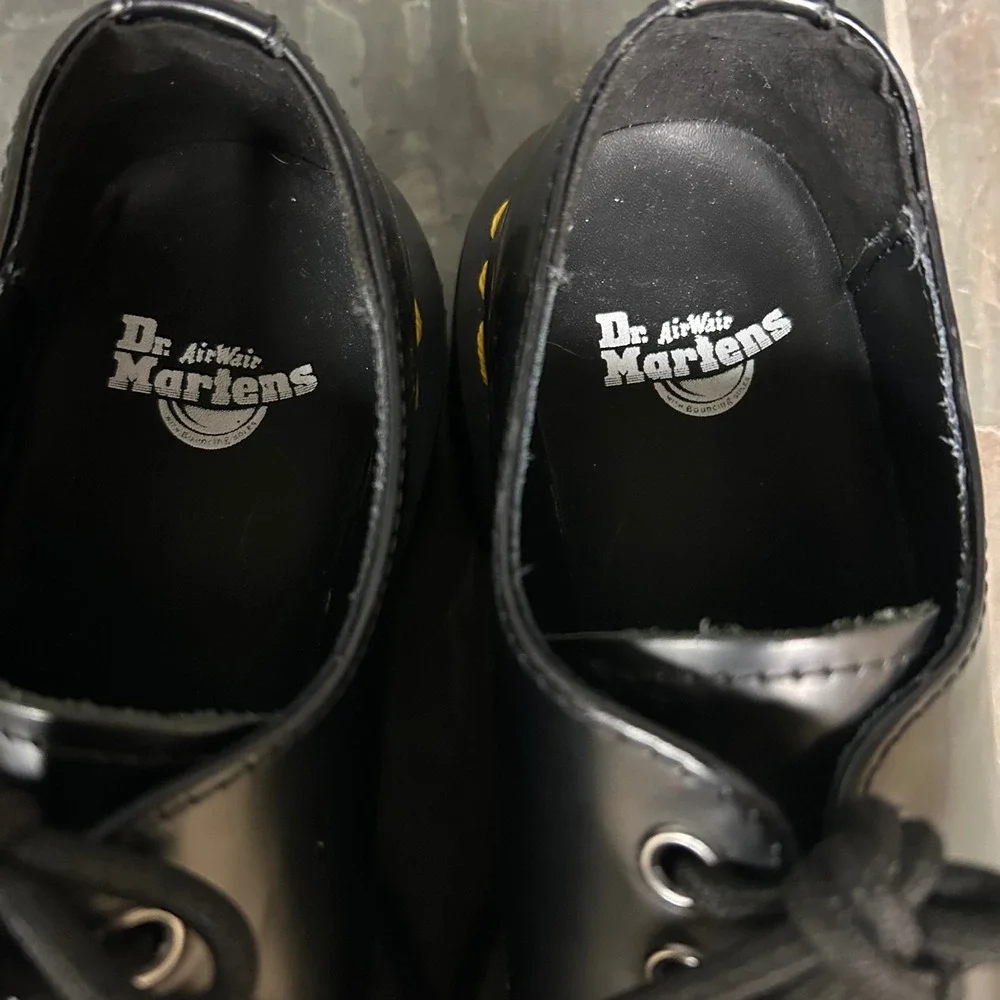 Dr Martens Platform 1461 Quad Black Leather Lace Up Shoes Womens 6 USM - Picture 6 of 8